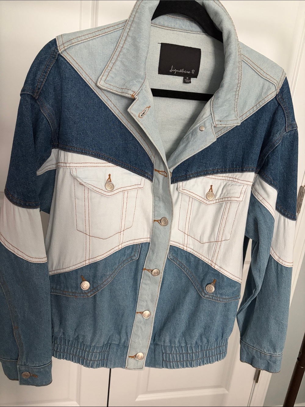 Signature8 Colorblock Jean Jacket in Light, Medium & Dark Blue - Picture 2 of 8